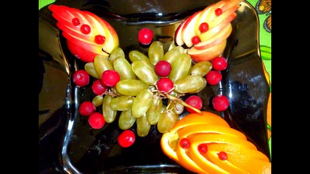 Украшения из яблока и апельсина. Как красиво оформить стол. Decorations of fruits
