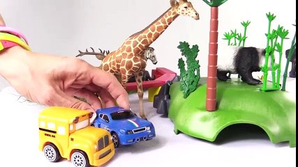 Voitures. Zoo. Dessin animé éducatif pour enfants. Speedy et Bussy visitent le Zoo: animaux sauvages  Dessins Animés Pour Enfants