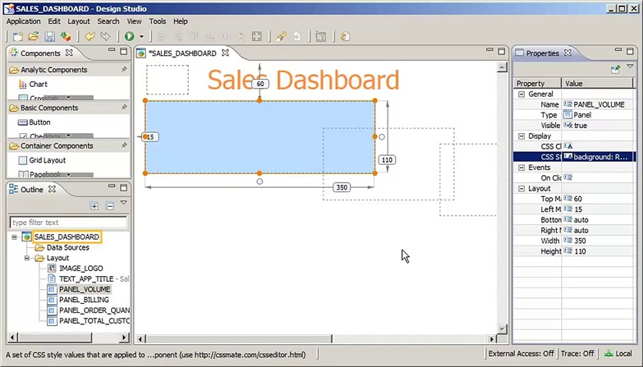Use CSS to Modify a Component in an Application SAP BusinessObjects Design Studio 1.1