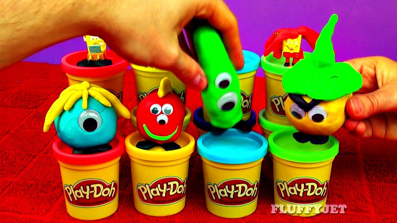 Play Doh Eggs Spongebob Movie Surprise Toys Spongebob Squarepants Halloween Monsters Video FluffyJet
