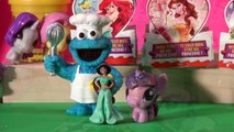My Little Pony Fashems and Cookie Monster Chef open 4 Disney Princess Kinder Egg Surprises