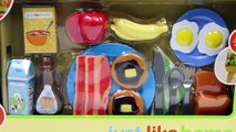 Just Like Home Breakfast in Bed Playset Toy Velcro Cutting Fruit Bacon Pancakes Toast!