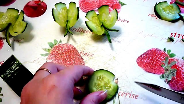 Бабочка из огурца! Butterfly cucumber! №2 Украшения из огурца. Decoration of cucumber!