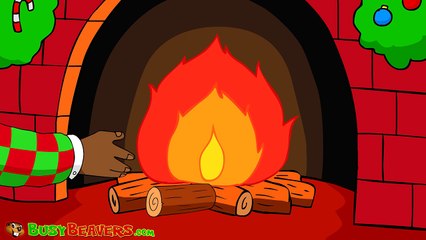 Christmas Yule Log Fireplace | 3 Hours | Holiday Cartoon Fire with Crackling Sound by Busy Beavers