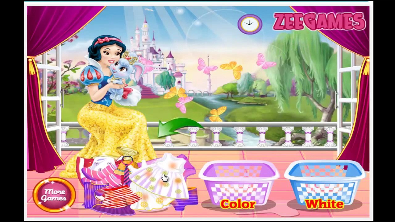 Snow White Washing Clothes - Cartoon Video Game For Girls