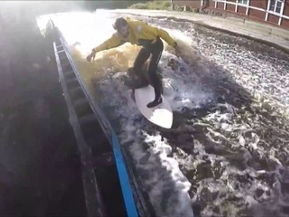 Swedish guys created permanent wave to surf in the spillway of an old mill