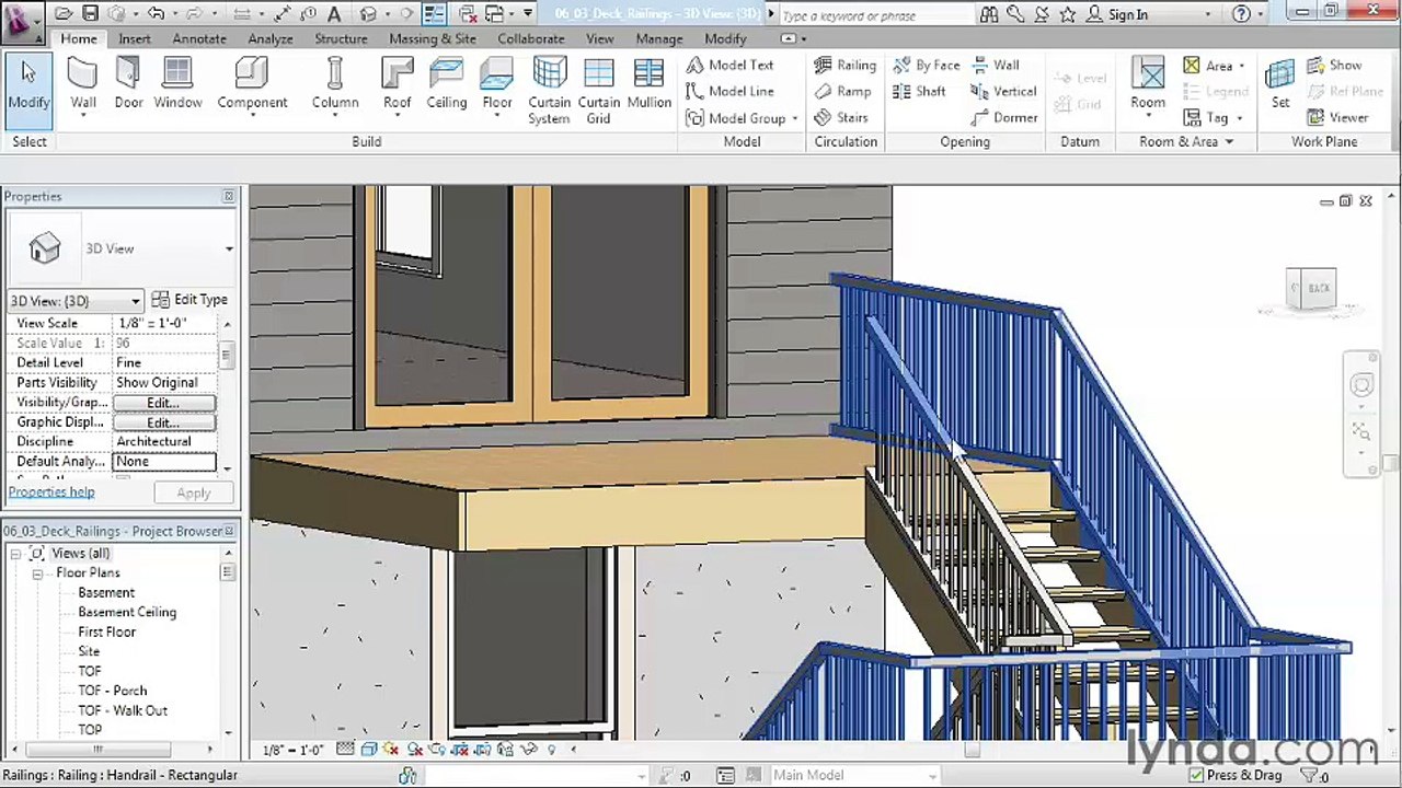 06 03. Creating deck railings - House in Revit Architecture