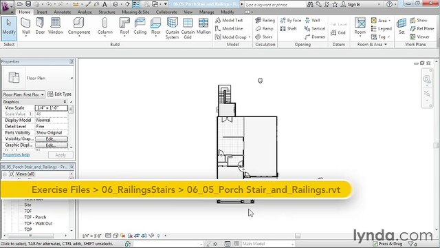 06 05. Creating porch stairs and railings - House in Revit Architecture