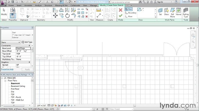 06 06. Building an interior staircase and railings - House in Revit Architecture