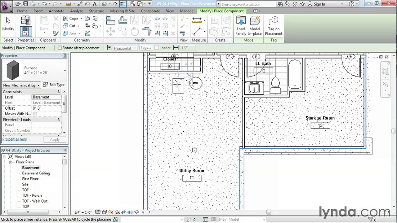 09 04. Creating the utility room - House in Revit Architecture