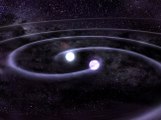 Représentation des ondes gravitationnelles émises par la fusion de deux trous noirs