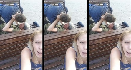 Скачать видео: Elle fait un selfie vidéo pendant que deux hommes ivres se battent