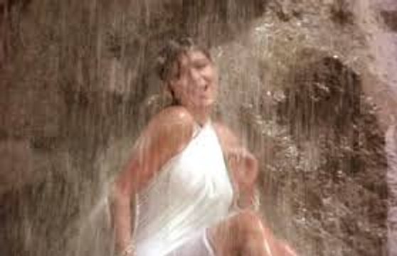 Zeenat Aman - Girl in white saree under a waterfall - Satyam Shivam Sundaram