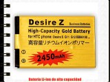 2450mAh Bateria Oro de Alta Duracion para HTC Desire S / Desire Z / G12 / S510e / G11 / BB9610