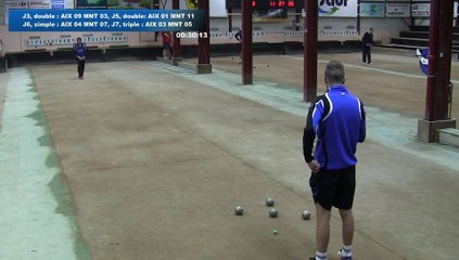 Boule d'ajout parfaite pour Yvan Reyne en double pour un second point lors du match Aix contre Montélimar, février 2016