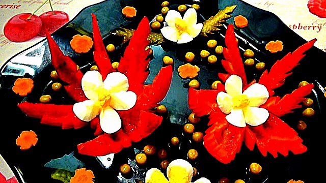 Цветы из перца! Flowers of pepper! Украшения из овощей! Decoration of vegetables!