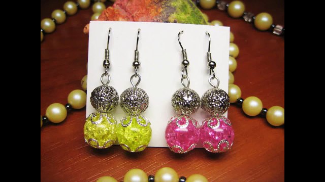 DIY Серьги из стеклянных бусин своими руками. Мастер класс - Earrings made of glass beads