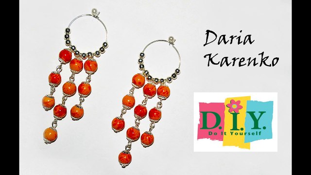 DIY Серьги кольца из бусин своими руками. Мастер класс - Ear-rings of beads