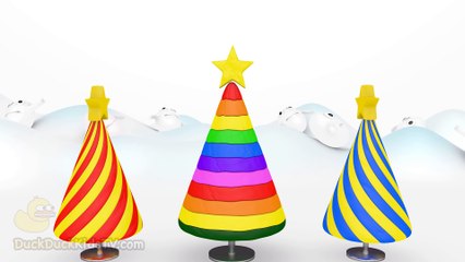 3D Rainbow Christmas Tree for Children to Learn Colors with Funny Mr Surprise Eggs [DuckDuckKidsTV]