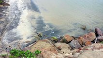 Mancha escura invade praia da Ilha do Boi