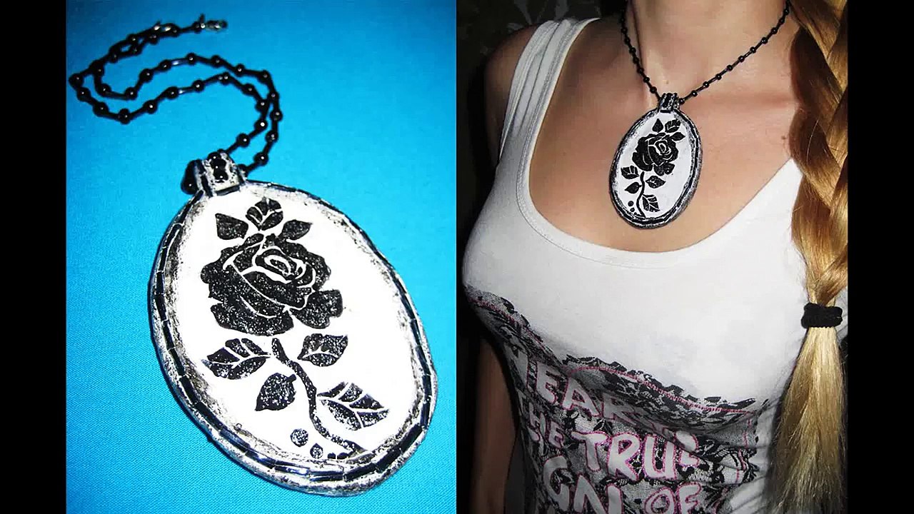 DIY Кулон Роза.Папье-маше.Мастер-класс. - Papier-mache pendant - Paper crafts - Paper jewelry