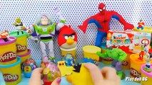 Peppa pig Play doh Super Heroes Spiderman Kinder SURPRISE EGGS CONTEST Hulk Angry birds TOY STORY