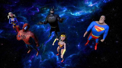 Finger Family Song Nursery Rhyme: Spiderman Batman Superman Wonder Woman & Supergirl