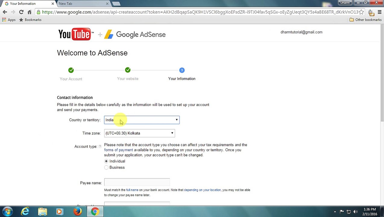 Enable monetize and sign up adsence for Youtube