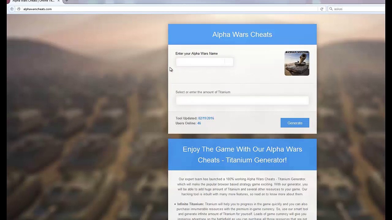 Alpha Wars Cheats 2016 - Titanium generator