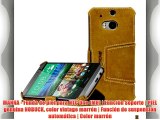 MANNA - Funda de piel para HTC One (M8) | Función Soporte | PIEL genuina NOBUCK color vintage