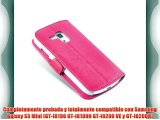 JAMMYLIZARD | Funda De Piel Para Samsung Galaxy S3 MINI Luxury Wallet Tipo Cartera ROSA INTENSO