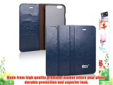 Pdncase Funda de Piel para iphone 6 Plus Wallet Case Cover - Azul