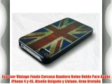 Xcessor Vintage Funda Carcasa Bandera Reino Unido Para Apple iPhone 4 y 4S. Diseño Delgado