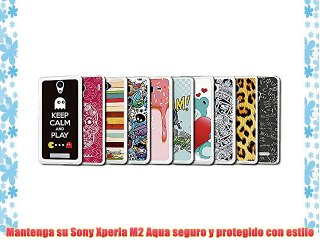 Funda Gel Flexible Sony Xperia M2 Aqua BeCool Mondrian Style 2 [  1 Protector Cristal Vidrio