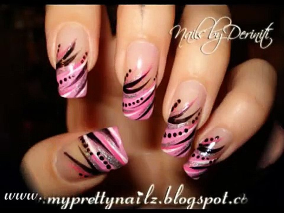 DIVA TIPS - Exotic Freehand French Tips Using Nail Art Striper Paint - Easy Tutorial