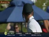 Doug Bracewell gets Adam Voges bowled, is wrongly adjudged to have overstepped