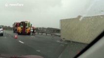 Lorry overturned on M4 due to storm Imogen