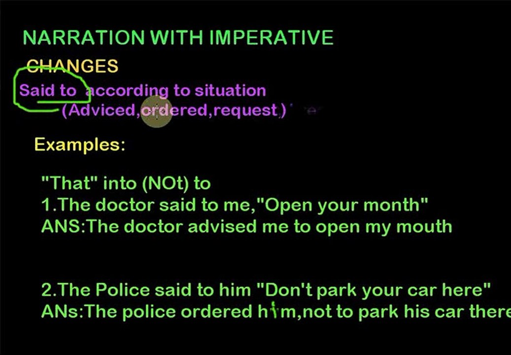 Narrations with Imperative