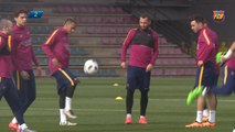 Que dupla! Neymar e Munir mostram habilidade em altinha no treino do Barça