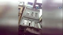 İşte Beyoğlu'ndaki binanın saniye saniye çökme anı!