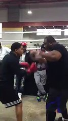 Some killer hand speed, big dude can move as well.