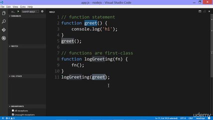 Learn and Understand NodeJS 017 - Javascript Aside - First-Class Functions and Function Expressions