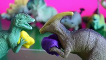 Dinosaur toys playing Play Doh videos for children t rex movie collection food dino toy re