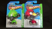 Angry Birds Hot Wheels Red Bird, Green Minion Pig and Lightning McQueen Diecast Cars Slingshot