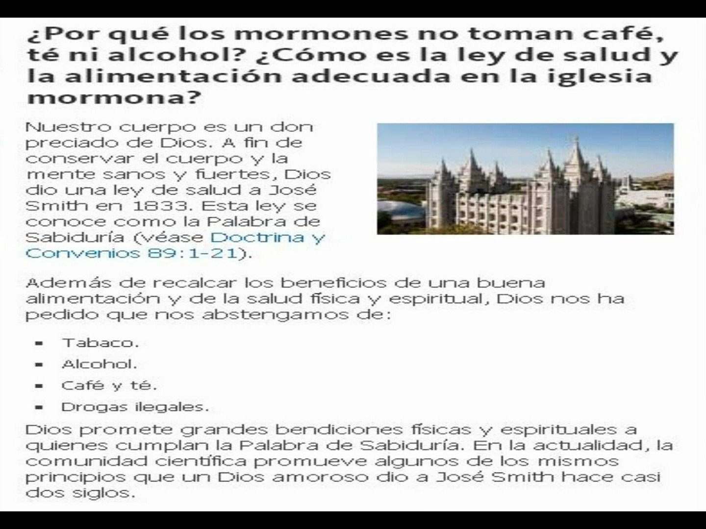 mormones prohiben tomar cafe y te