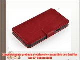 JAMMYLIZARD | Funda De Piel Para OnePlus Two (2ª Generación) Retro Wallet Tipo Cartera ROJO