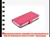 JAMMYLIZARD Funda De Piel Para Samsung Galaxy S4 MINI Luxury Wallet Tipo Cartera ROSA INTENSO