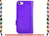 JAMMYLIZARD | Funda De Piel Para iPhone 5C Tipo Cartera Luxury Wallet Case MORADO