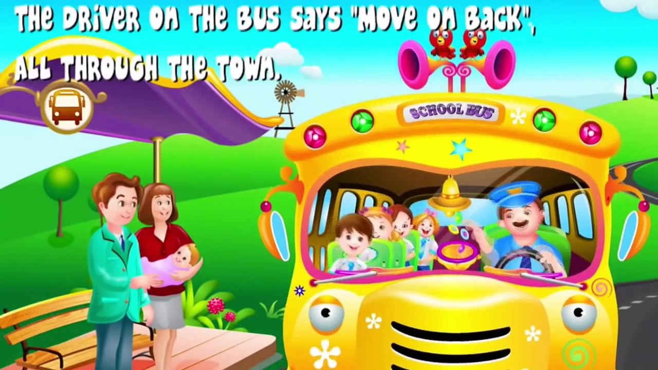 ♥ The Wheels on the Bus Go Round and Round - Kids Song with Lyrics - Childrens Music