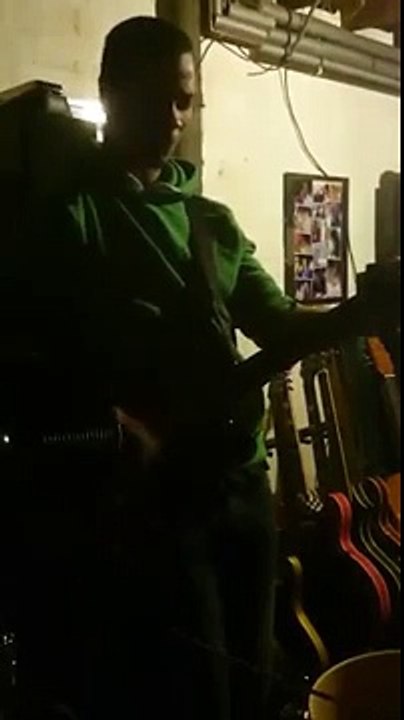 Playing guitar